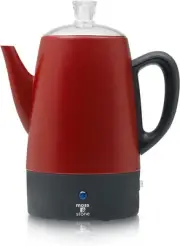Large Red Electric Coffee Percolator 10 Cup Stainless Steel High Quality Brew