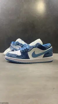 在飛比找Yahoo!奇摩拍賣優惠-NIKE AIR JORDAN 1 時尚 水洗 牛仔 藍 白