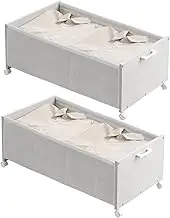 FOUCSSOMEI Under Bed Storage, Under bed Storage Containers, Underbed Shoe Storage With Wheels, Wooden Underbed Drawers, White