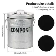 Kitchen Compost Bin 5 L Rustproof Countertop Compost Bin with Lid and FaQYF