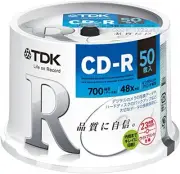 TDK Blank CDR Discs 700MB 48x CD-R CD-R80PWDX50PE Spindle 50 Discs F/S w/Track#
