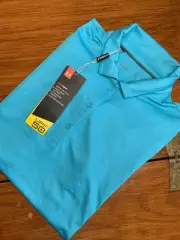 NWT Under Armor Polo Shirt Women Small Blue Golf Heatgear UPF 50 Performance