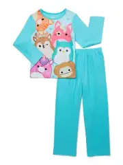 NEW SQUISHMALLOWS FLANNEL BLUE PAJAMAS 2-PC SET GIRLS SIZE 7/8 OR 10/12 NWT