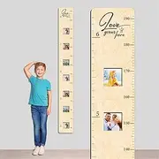 GADNIA Wooden Growth Chart for Kids with Picture Frames, Boys, Girls | Height Growth Chart for Wall, Measuring Chart | Kids Bedroom, Playroom, Nursery Decor, Child's Room Wall Decoration