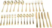 Gold Silverware Set, 30Pcs Gold Flatware Cutlery Utensils Set, Stainless Steel Cutlery Set, Dinnerware Set for Home and Restaurant