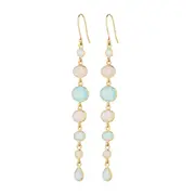 Lyla Earrings in Sterling Silver with Aqua Chalcedony & Rose Quartz - Shiny Finish Jewellery Australia