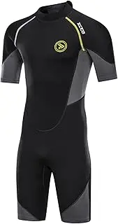 ZCCO Men's 1.5mm Premium Neoprene Back Zip Shorty Dive Skin for Spearfishing, Snorkeling, Surfing, Canoeing, Scuba Diving Suits, Multiple Water Sports Protection