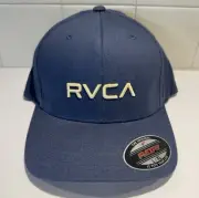 RVCA Hat Mens Size L/XL Blue Navy Flex Fitted Logo Cap Brand New With Tags