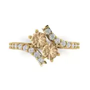 1.98 Round 2 stone Yellow Moissanite Promise Bridal Wedding Ring 14k Yellow Gold