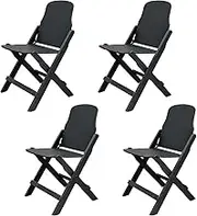 Solid Wood Folding Chair 4 Packs, with Backrest and Footrest, Load Capacity of 150 kg, for Outdoor and Indoor, for Weddings, Offices, Patios and Kitchens. (Black 4 Pack)