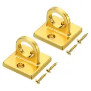 Pad Eye Plate U Hooks Ceiling Hook Wall Mount Loop for Hanging Ropes Golden 2pcs
