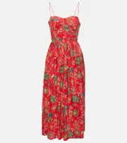 [Ulla Johnson] Ulla Johnson Jessie cotton poplin midi dress AU 18 red