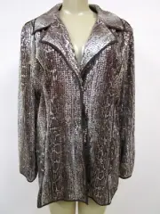 CHICO'S SEQUIN SILVER SNAKE RAVISHING EMBELLISHED JACKET SIZE 1 - NWT