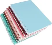 6Pcs A5 Spiral Notebooks, FHDUSRYO Colorful Plastic Cover Notebooks, 6 Color 8mm Ruled 80 Sheets 160 Pages Journals for Study and Note, Planner, Diary (21x15 cm)