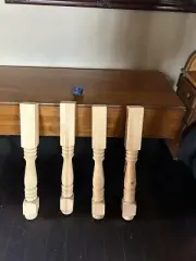 Hand turned hard pine farm table legs, 3-1/2” x 33” unfinished wood made in USA