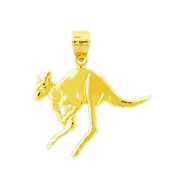 14K Gold Hopping Kangaroo Pendant