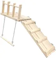 STARTIST Parrot Perch Platform with Swing and Ladder Bird Climbing Ladder Wooden Bird Playing Gym Playground for Small Birds Budgies