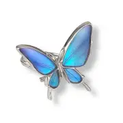 Real Butterfly Wing Ring Morpho Zephyrytis OSFA Sterling Silver Resin
