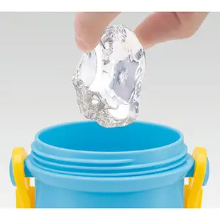 小禮堂 迪士尼 玩具總動員 日製 直飲式水壺附背帶 塑膠水瓶 兒童水壺 隨身瓶 400ml (藍紅 框框)