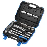 Draper Metric Imperial Socket Set 1/2"D 33p 6 Point Chrome Standard Length 16363