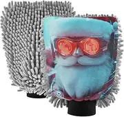 XYMZR Absorbent Microfiber Car Wash Mitt Christmas Santa Claus Robot, Funny Cute Anime Scratch Free for Cars Cleaning, Home Cleaning Mitts, 2 Pack, 10.24” L x 7.09” W