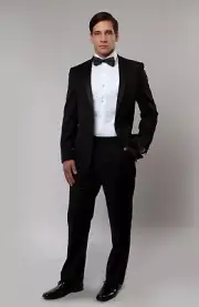 Men's Slim Fit Tuxedo Suit Formal Two Button Tux & Trousers Prom Wedding Groom