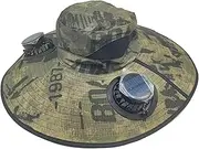 [Tousiyra] Summer Cooling Fan Hat Wide Brim Solar Fan Outdoor Fishing Hat Solar + USB Powered, Adjustable Angle, for Men and Women Fishing and Beach