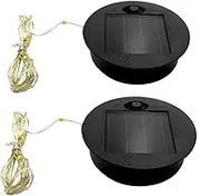 2pcs 2.75in Solar Waterfall Fairy Bunch Lights Replacement Top Solar Watering Can Replacement with String Lights, Sola Light Replacemen Panel for Garden Patio Yard Light (2PCS)
