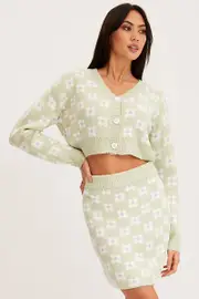 Print Knit Skirt Mini High Rise - Size S, Women's Short Pencil