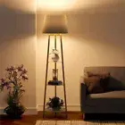 Tall Tripod Floor Lamp LED Corner Floor Lamp Lounge Reading Light Storage Shelf
