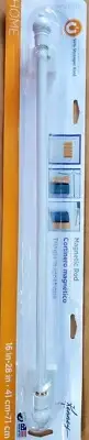 Kenney KN40344 Petite Cafe Curtain Rod, Magnetic, White, extend 16 to 28-In.