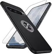 [HAONANDE] Kickstand Case for Google Pixel 9 Pro XL,Military Shockproof Bumper Tough Armour Protective Phone Cover with 360° Rotate Magnetic Ring Stand,1*Screen Protector,Black