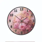 Pink Roses Flowers Floral Art Wall Clock a Hanging Time Piece