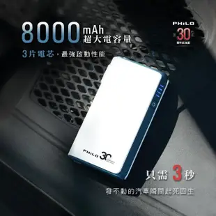 【Philo 飛樂】官方旗艦店 2入組汽車救援行動電源PQC-8000P(贈收納包/汽油車版電霸)