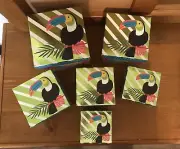 Tucan Bird Decorative Storage Nesting Boxes, Set Of 6, With Detachable Lid