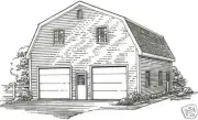 30 x 44 2 Stall Gambrel Garage Building Plans w/Loft