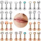 15pcs/Lot CZ Labret Studs Stainless Steel Monroe Lip Ear Rings Body Piercing Set