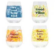 [About Face Design] Tie Dye Wine Glass - Good Vibes
