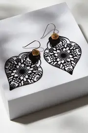 Black On Black Filigree Earring--NES-BLKTEAR-S20