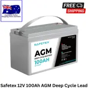 New Safetex AGM Battery 100ah 12V Deep Cycle Lead Acid SLA Solar Caravan Camping