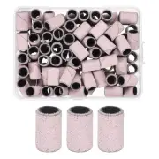 100pcs Small Sanding Bands 150 Grit for Nail Drill Bits Light Pink