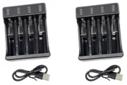 2pcs 4 Bay Li-Ion Battery Charger LED Level Display 14500 18350 18650 USB Type C
