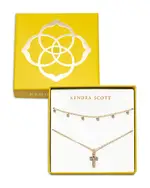 Kendra Scott Amelia Bezel Crystal & Cross Pendant Necklaces in 14K Gold Plated, Set of 2