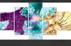 Anime Kurama VS Susanoo Poster Sasuke Canvas Wall Art 5 Pcs Naruto 9 Tails HD