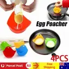 4X Silicone Egg Poacher Poaching Pods Pan Poached Cups Moulds For Kitchen Home