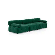 Foret 3 Seater Sofa Modular Arm Seat Tufted Velvet Lounge Couch Chaise Green