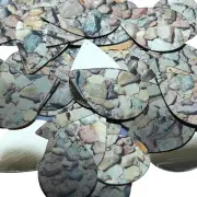 Teardrop Sequin 1.5" Brown Stone Rocks Pebbles Gravel Gold Metallic