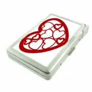 Red Hearts Em1 Cigarette Case with Built in Lighter Metal Wallet