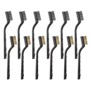 YiwerDer 12PCS Mini Wire Brushes, Stainless Steel and Brass Brush Set, Curved