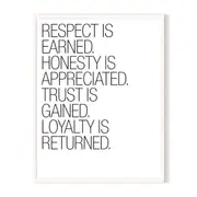 Respect Framed Printed Wall Art - White